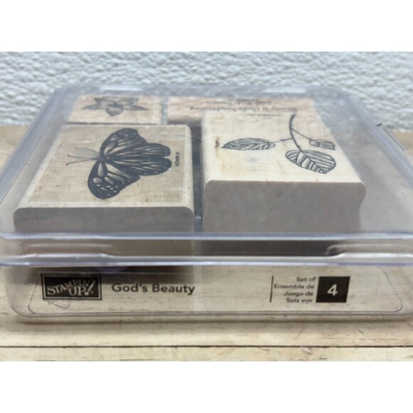 Stampin Up God`s Beauty Set Of 4 Wood Mounted Rubber Stamps - Picture 3 of 5
